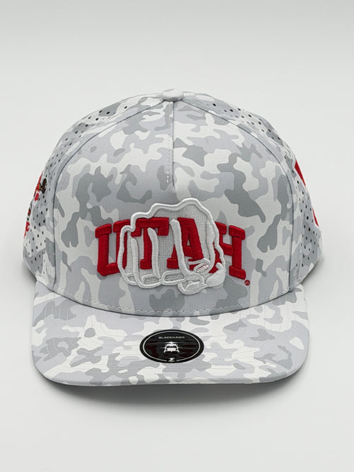 OFFICIAL LICENSED U OF U SNOW CAMO BLACKHAWK HAT