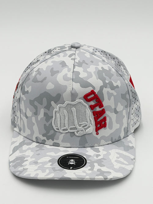 OFFICIAL LICENSED U OF U SNOW CAMO BLACKHAWK HAT