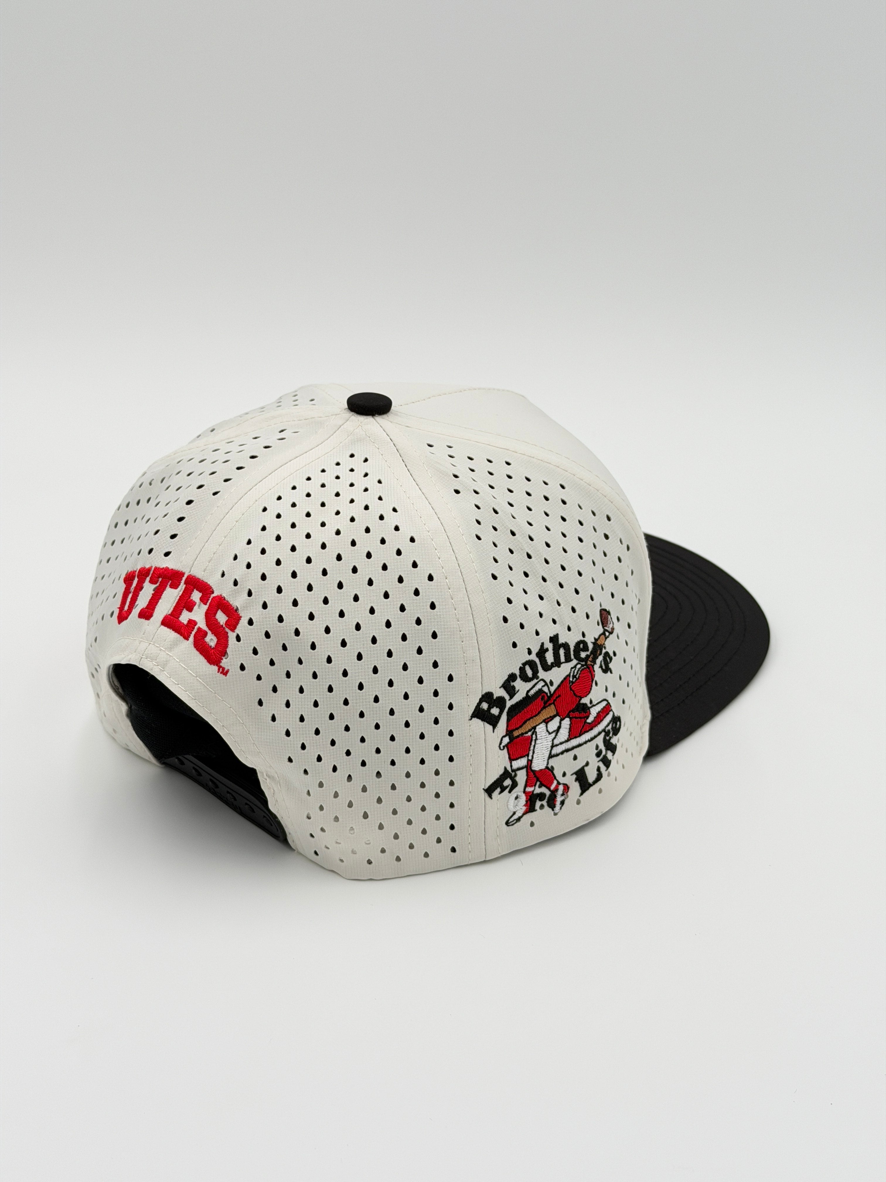 OFFICIAL U OF U WHITE W/BLACK BRIM BLACKHAWK HAT