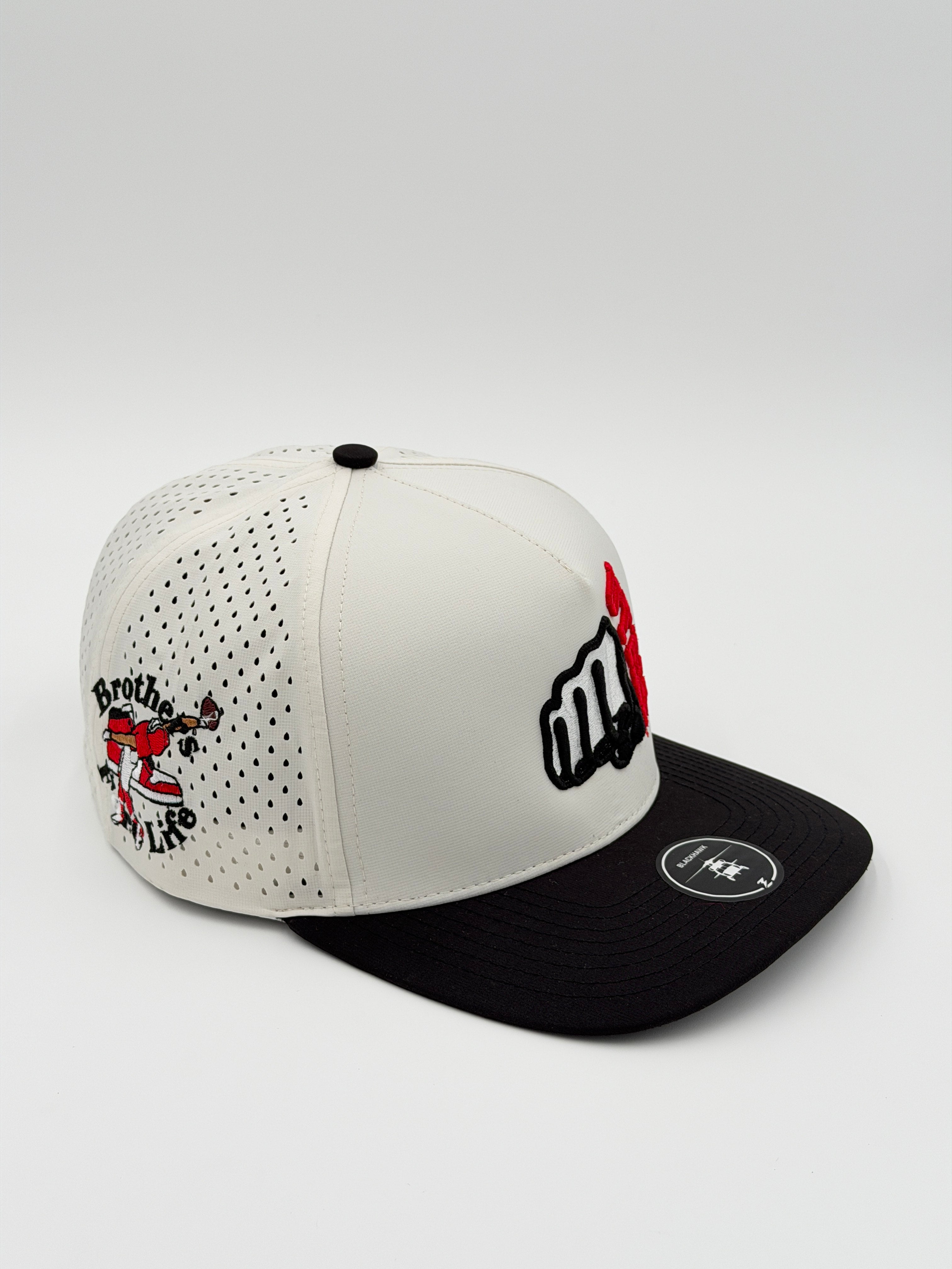 OFFICIAL U OF U WHITE W/BLACK BRIM BLACKHAWK HAT