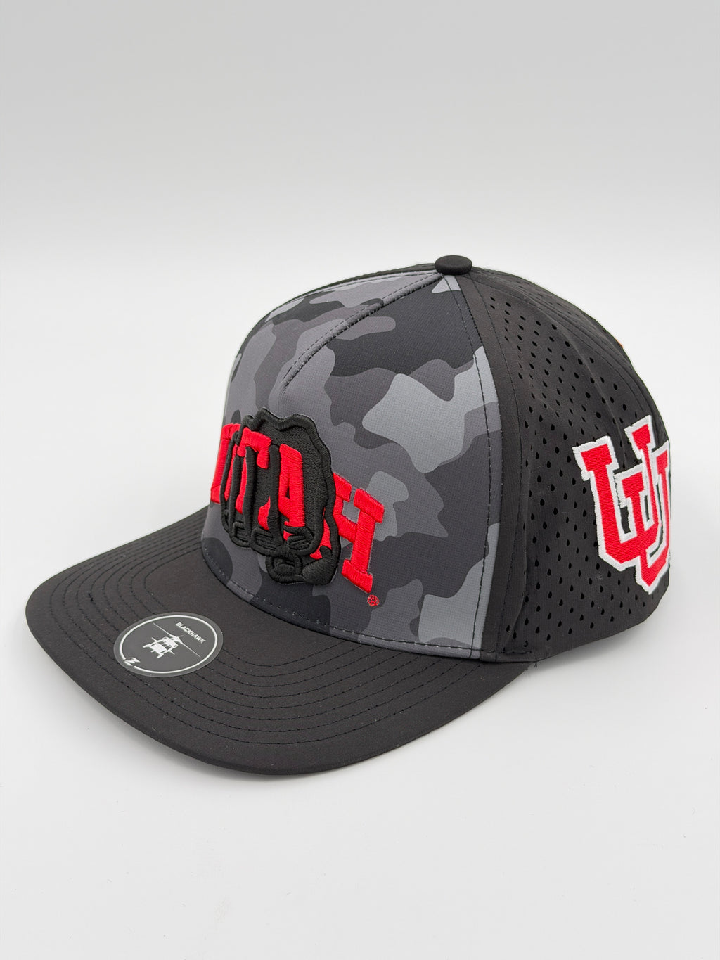 OFFICIAL U OF U BLACK CAMO BLACKHAWK HAT
