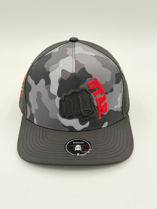 OFFICIAL LICENSED U OF U BLACK CAMO BLACKHAWK HAT