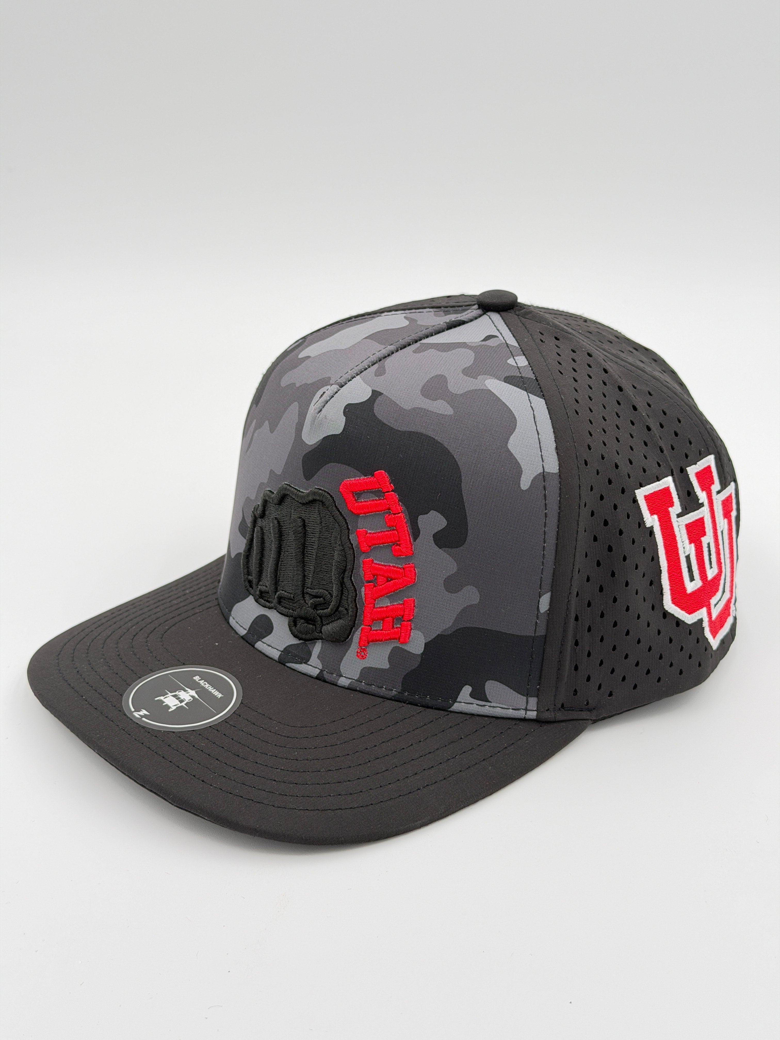 OFFICIAL U OF U BLACK CAMO BLACKHAWK HAT