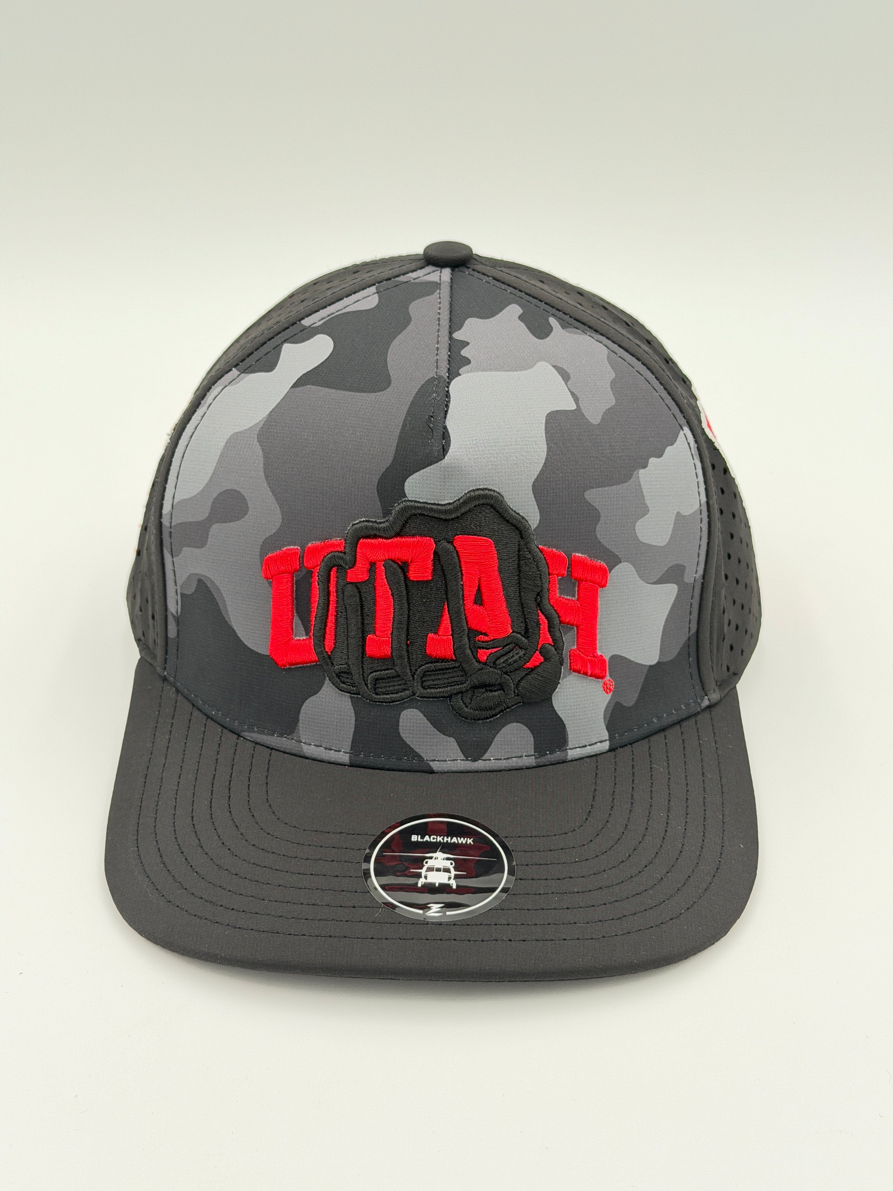 OFFICIAL U OF U BLACK CAMO BLACKHAWK HAT