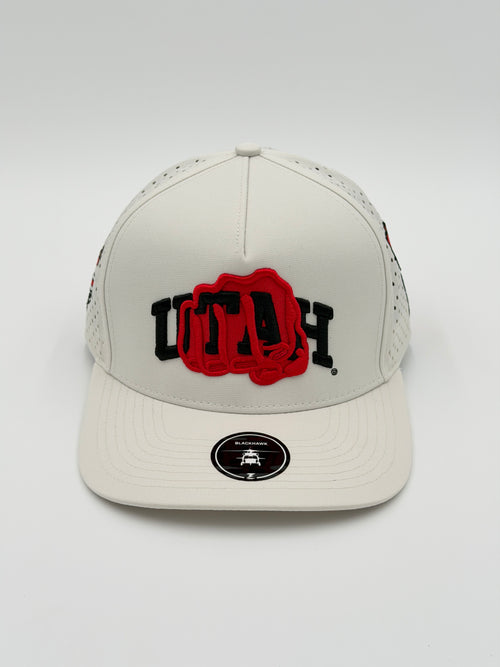 OFFICIAL LICENSED U OF U WHITE BLACKHAWK HAT