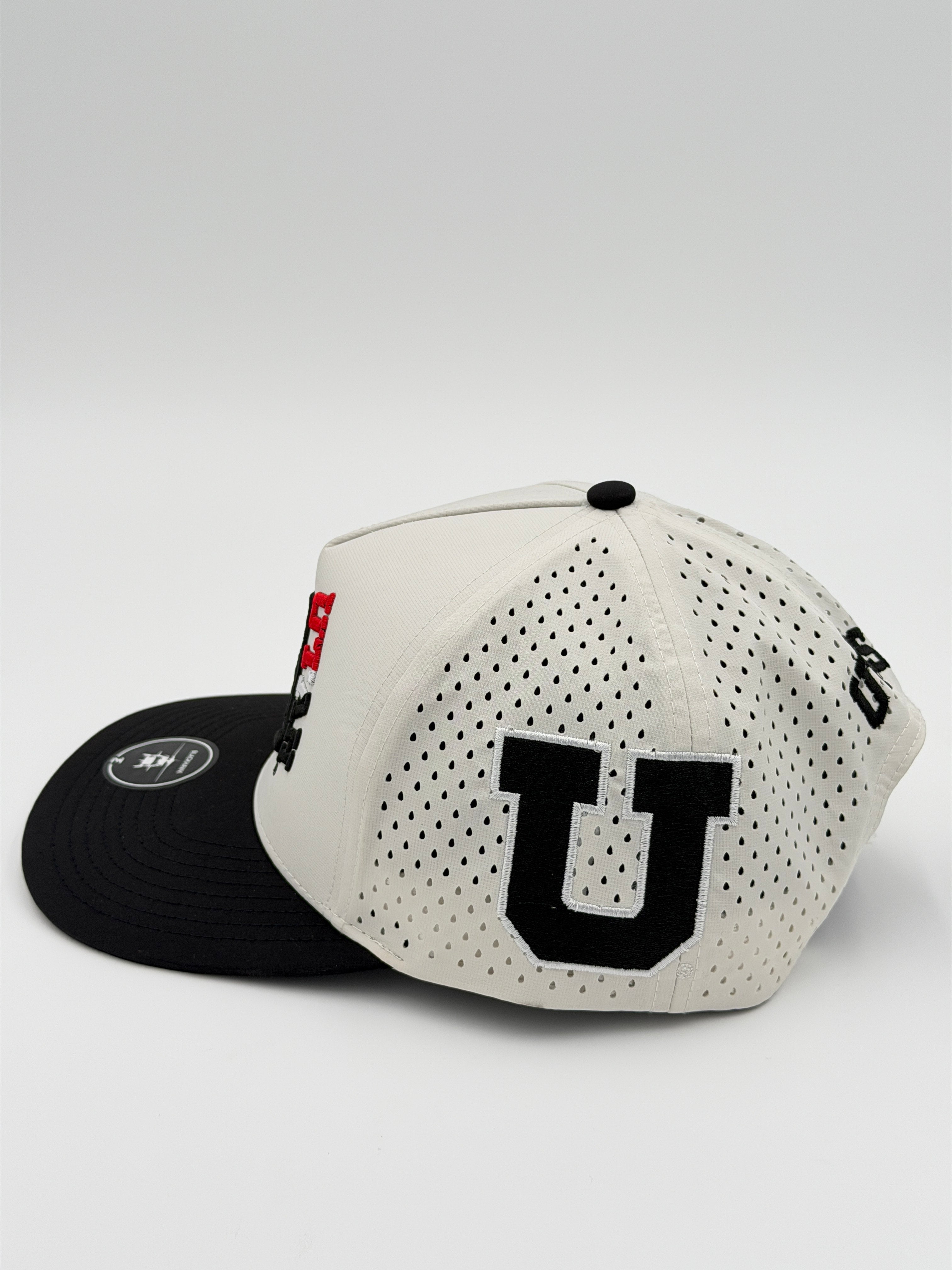 OFFICIAL LICENSED U OF U WHITE W/BLACK BRIM BLACKHAWK HAT