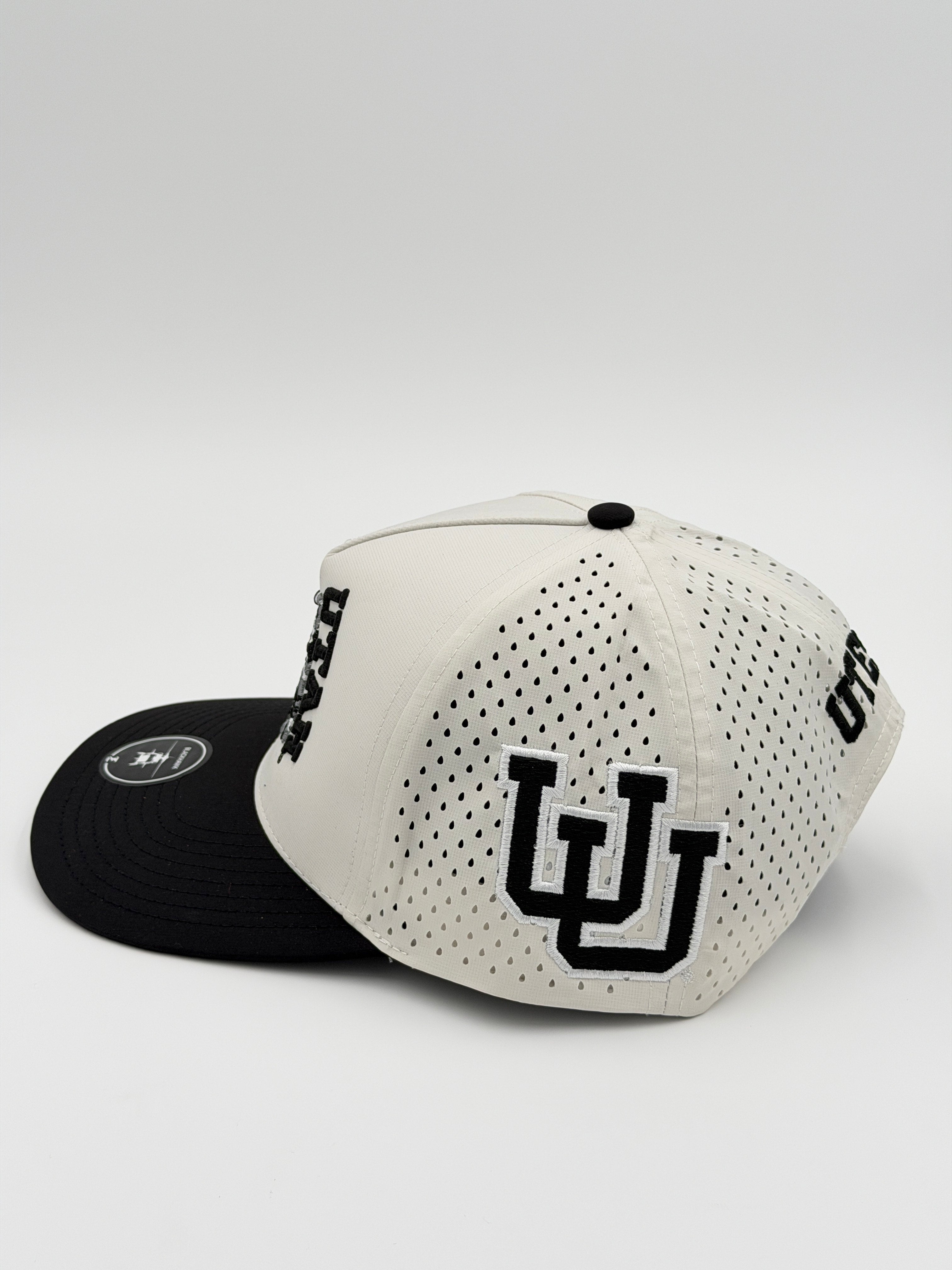 OFFICIAL LICENSED U OF U WHITE W/BLACK BRIM BLACKHAWK HAT